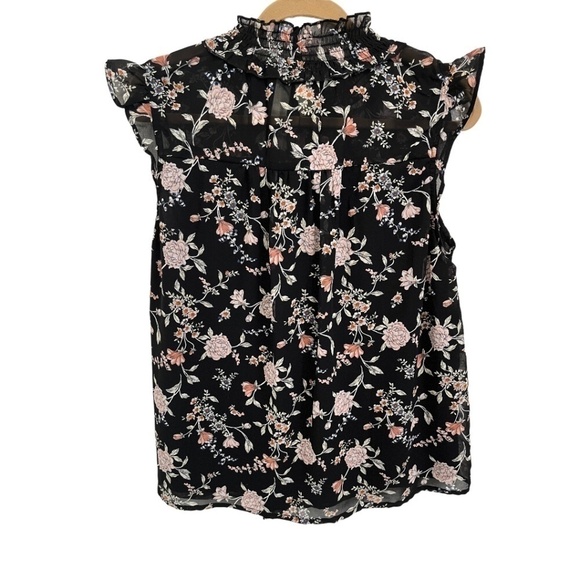 Midnight Sky Women’s Shear Black Floral Print High Neck Sleeveless Top Size XXL - Picture 1 of 5